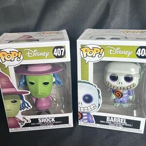 Disney Pop! Shock and Barrel Figures in Green and Purple